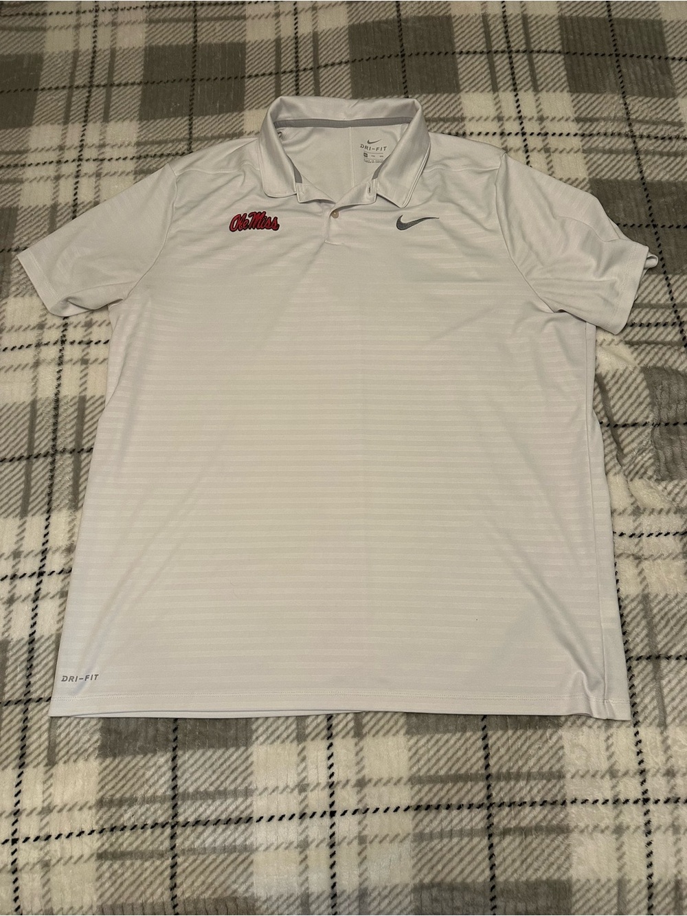 Ole Miss Rebels Nike Dri Fit White Golf Polo Shirt Men’s Size XXL